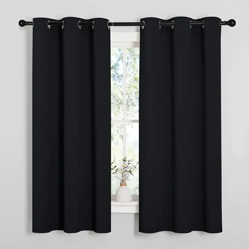 Halloween Pitch Black Solid Thermal Insulated Grommet Blackout Curtains/Drapes 4